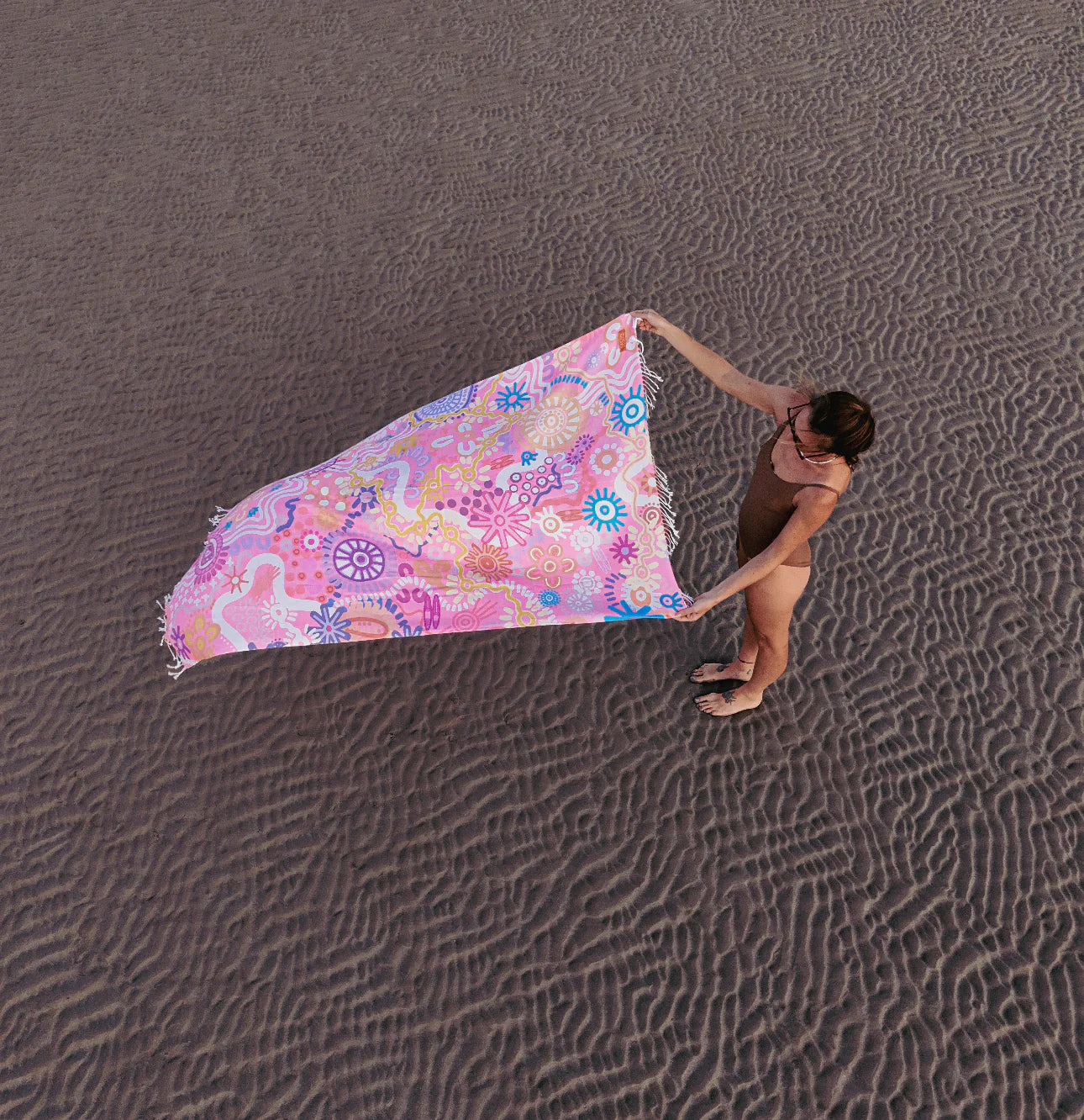 Australian Indigenous Art Towels-Country in Colour-Blush