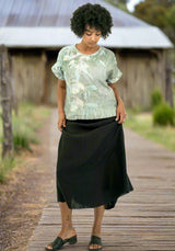 Harriet Jane Yellow Flowering Gum Linen Top Tantrika Australia