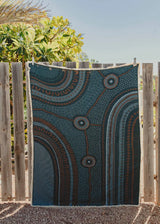 My Three Pathways Indiginous Art Throw Rug Recycled Cotton Tantrika Australia Sustainable Fashion