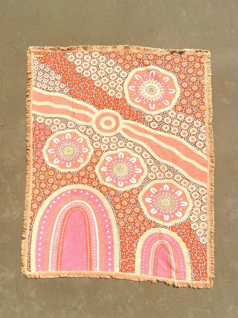 Our Journey Home Indiginous Art Throw Rug Recycled Cotton Tantrika Australia Sustainable Fashion