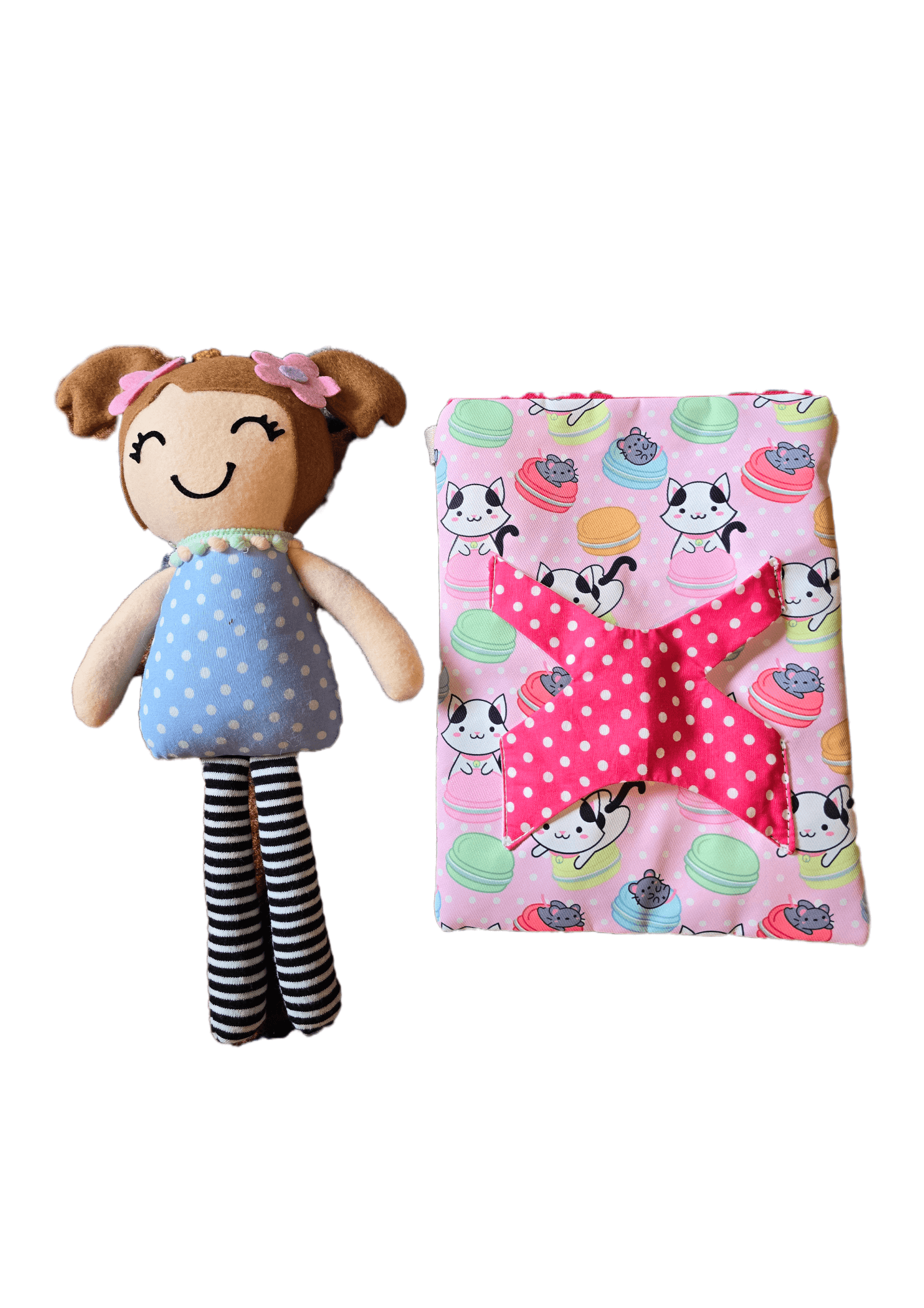 kids bag with toy that holds in the front pouch