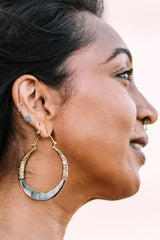 bonita black mother of pearl earrings with brass findings 
