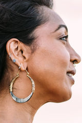 bonita black mother of pearl earrings with brass findings
