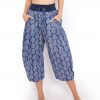 ladies palm print cotton 3/4 pants