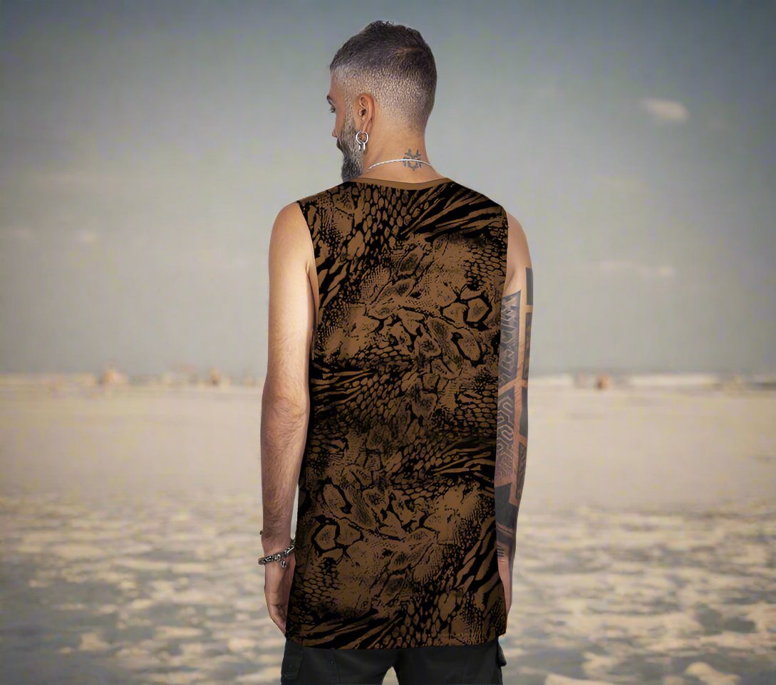 man wearing festival style cotton tank top