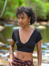 v-ceck tie back top