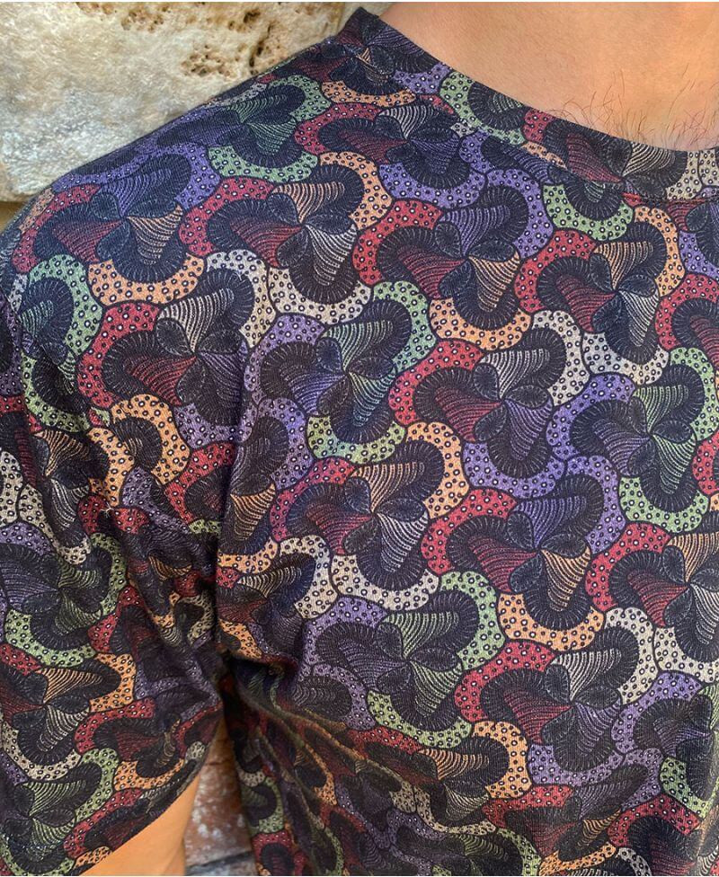 sol digital print fungi tshirt close up