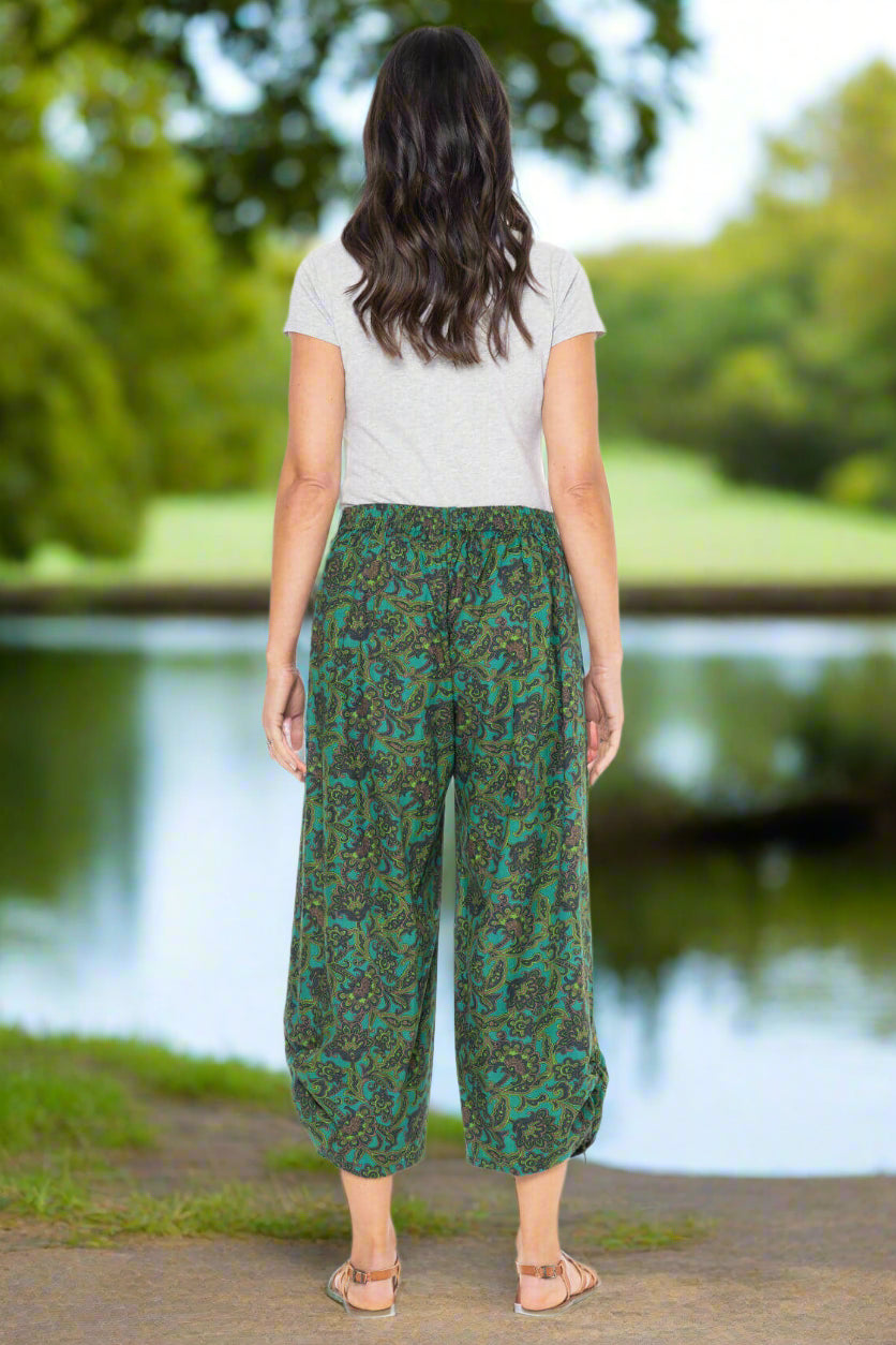 ladies cotton pants with paisley like print