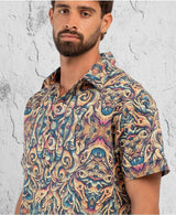 men's psychedelic printed button up shirt