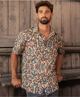 men's psychedelic printed button up shirt