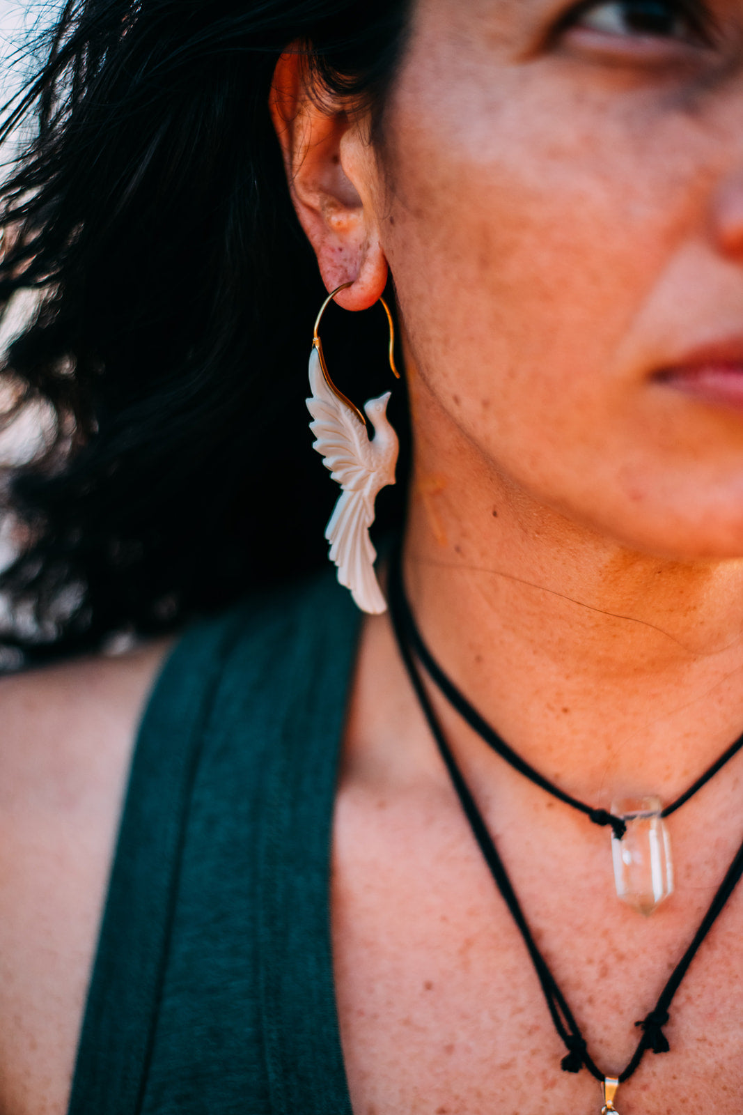 phoenix rising bone hand carved earrings with brass hooks