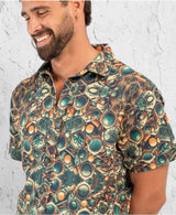 alternative print men's button up shirt