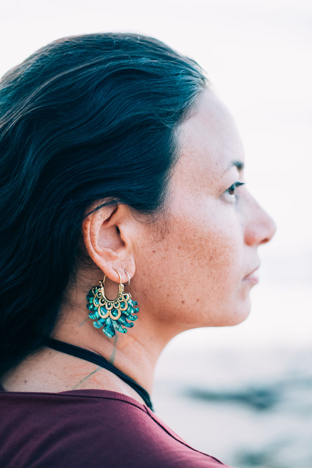 shellby paua shell carved earrings