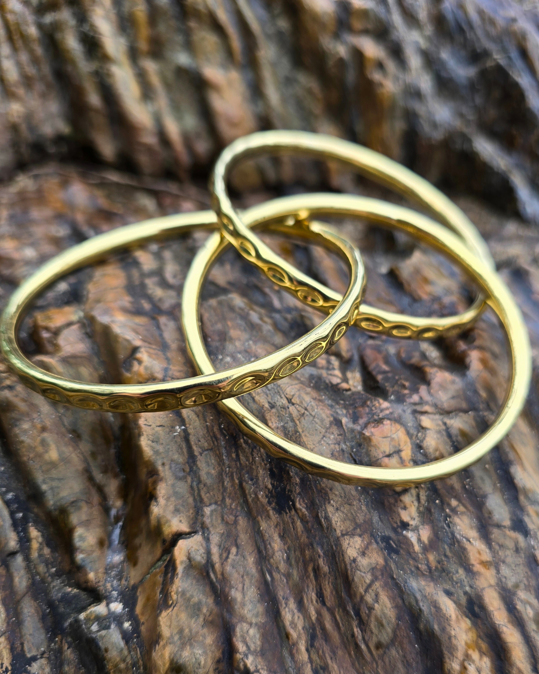 trina gold brass bangle tantrika jewellery sustainable fashion australia
