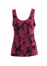 Pink and black tie-dye tank top on a white background