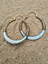 bonita black shell and brass earrings