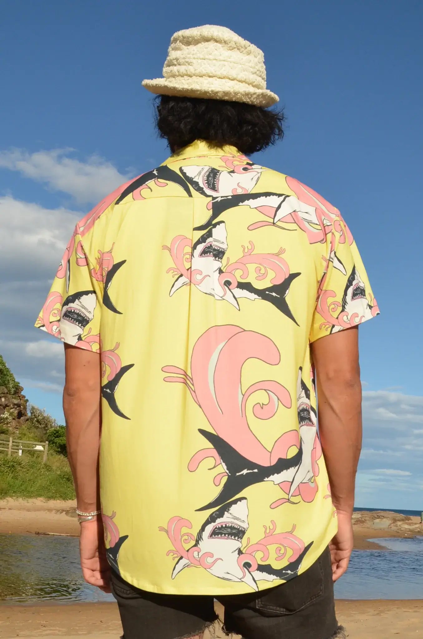 disco shark mens shirt