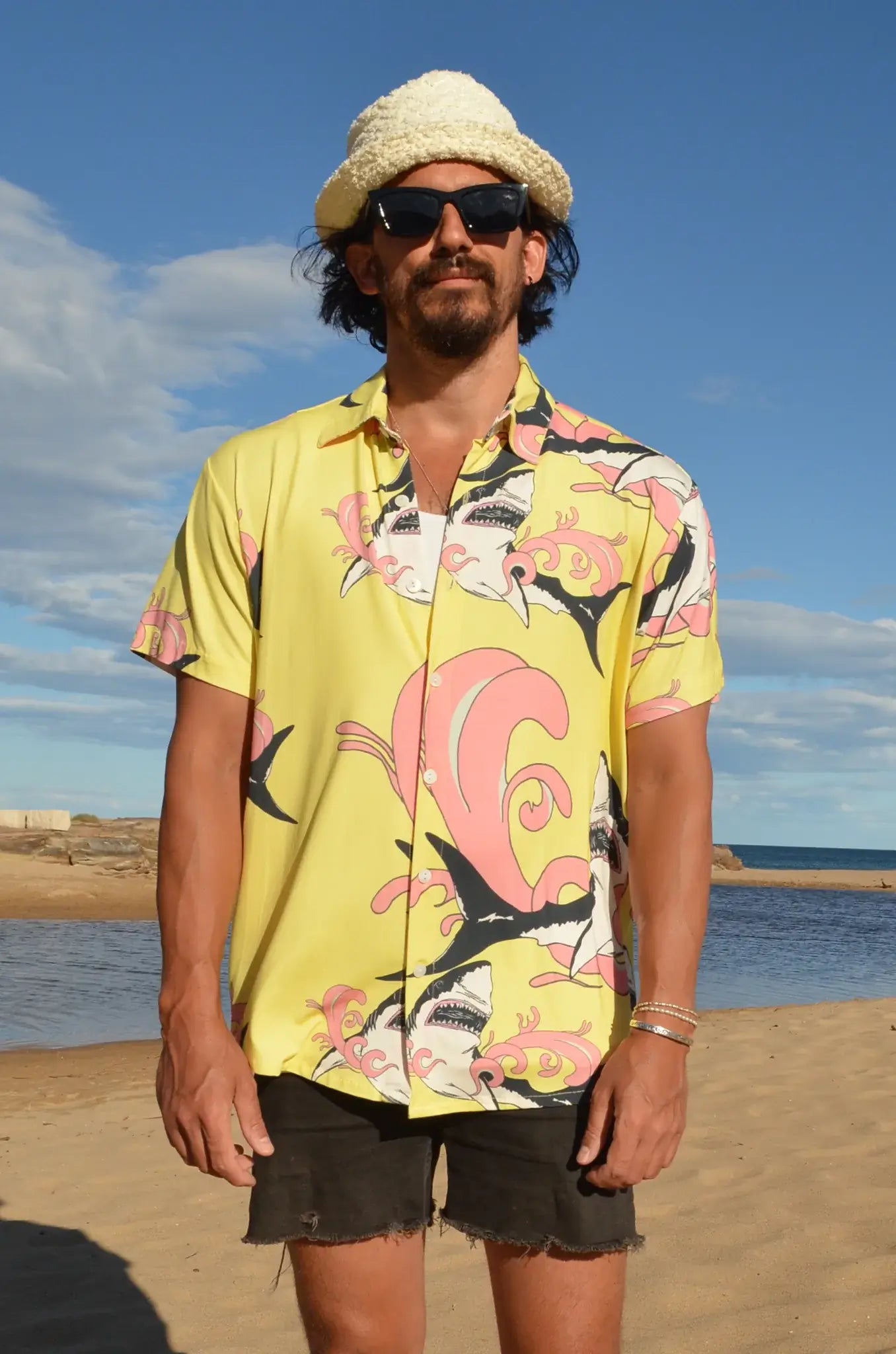 disco shark mens shirt