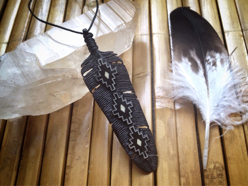 Buffalo Horn Feather Chakana Necklace Tantrika Australia