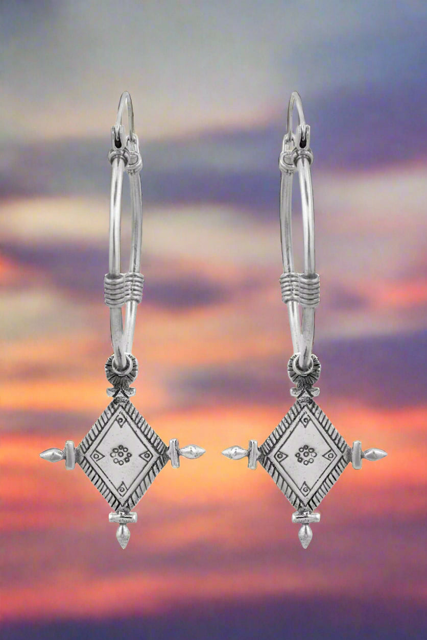 Nakila Collective Earrings Imani Hoop in White Brass found at Tantrika Australia