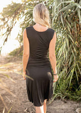 Nomads Hemp Wear Odessa Dress in Black on Model, found at Tantrika Australia