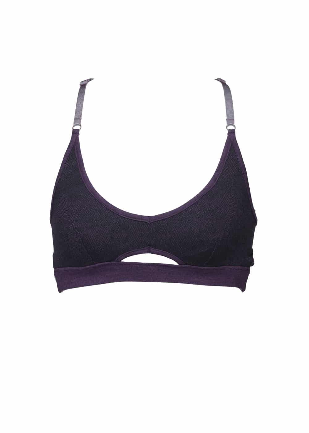 Nomads Hemp Wear Bamboo Temptress Bra Bralette in purple python print, ecofriendly sustainable ethical fashion brand Tantrika Australia