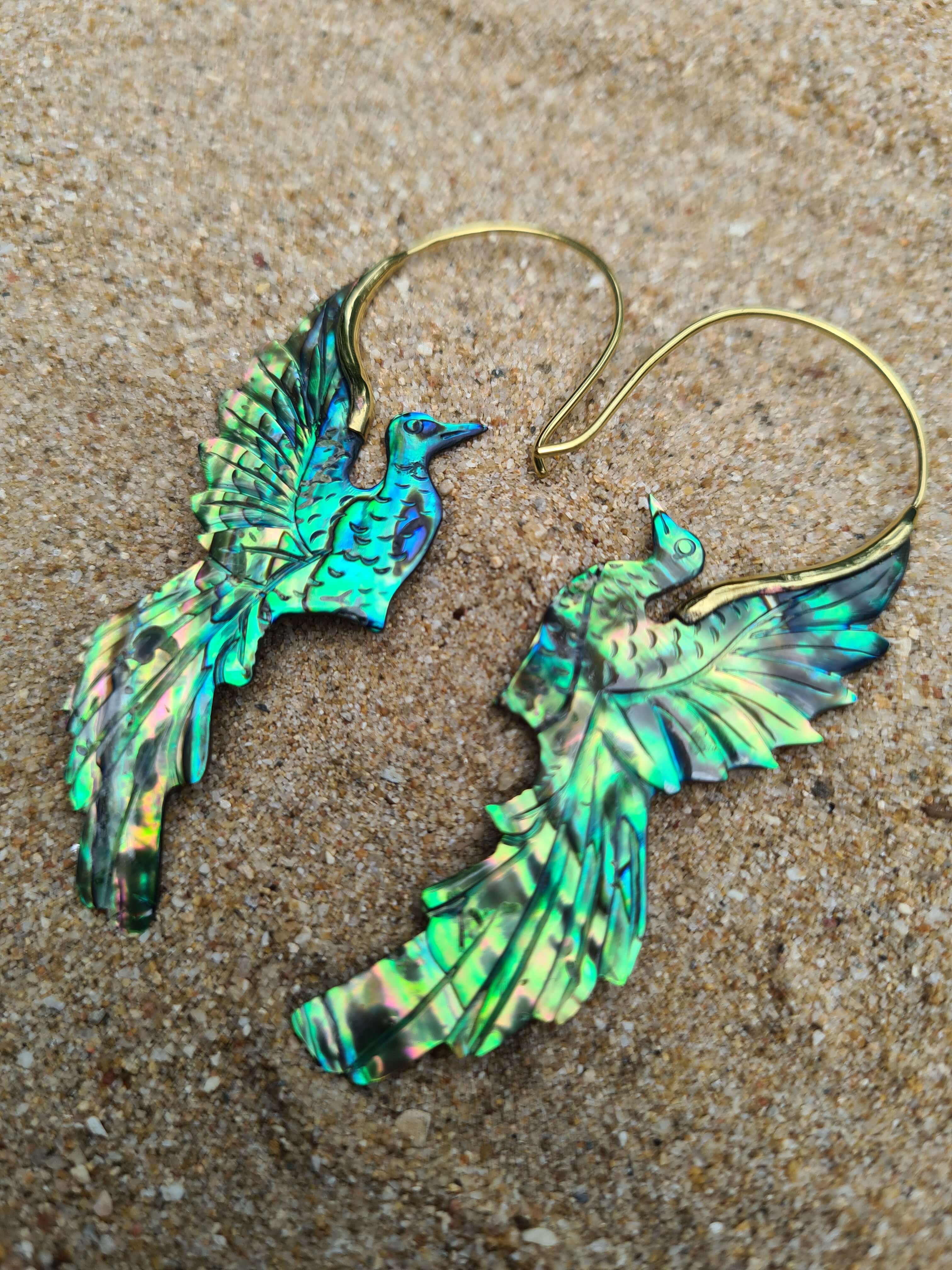 phoenix rising paua shell earrings