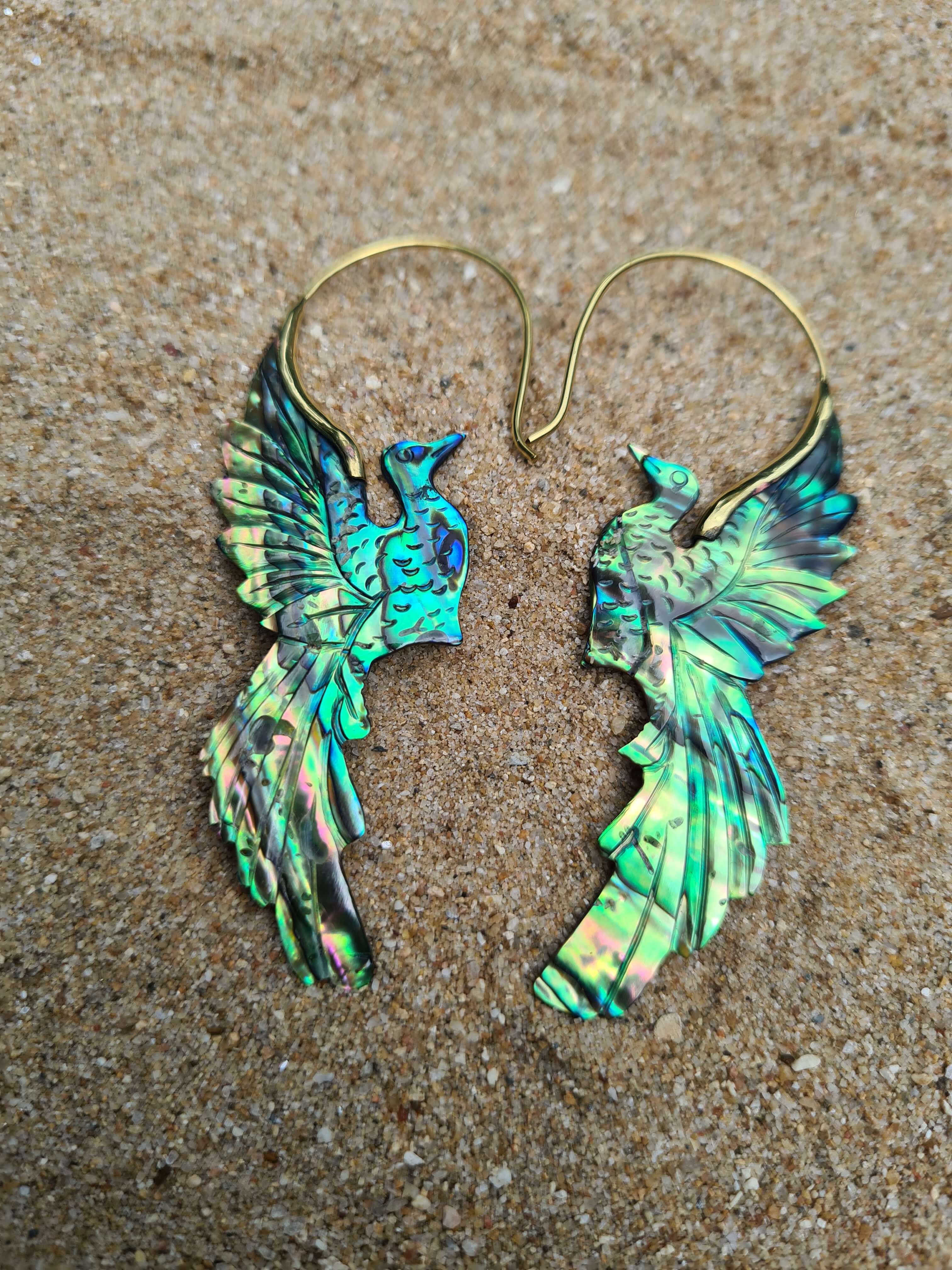 phoenix rising paua shell earrings