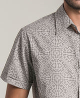 Hexit print  grey button up 