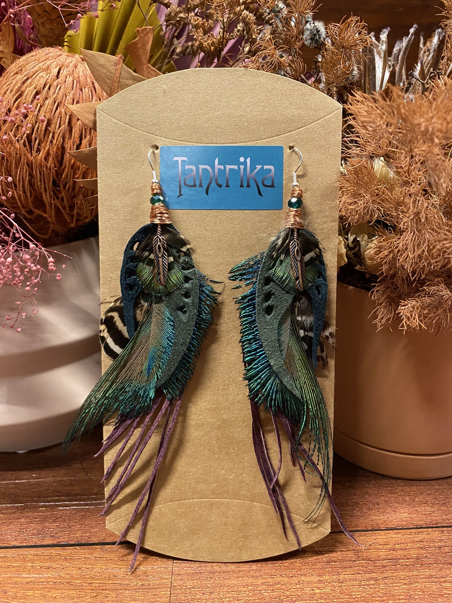 Feather and Leather Earrings