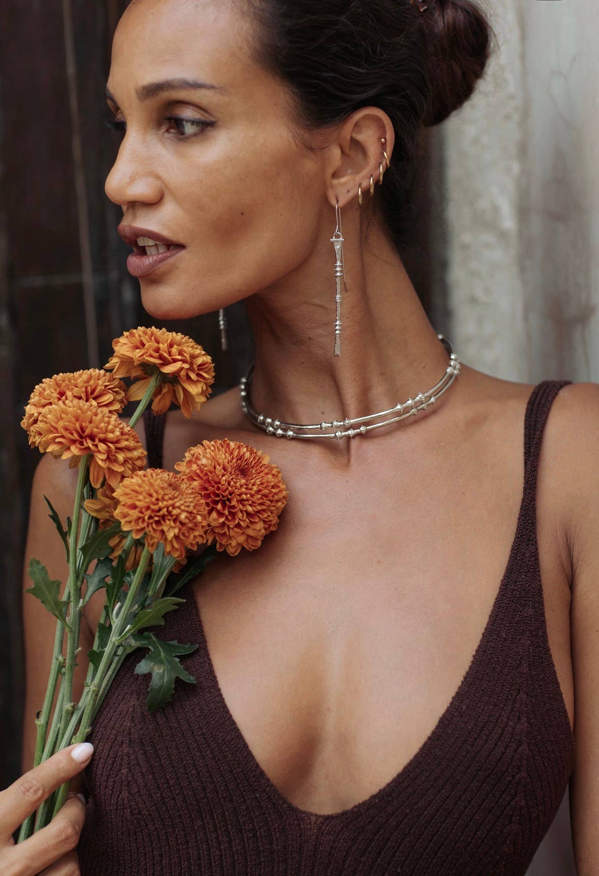 Nia Earrings - White Brass 