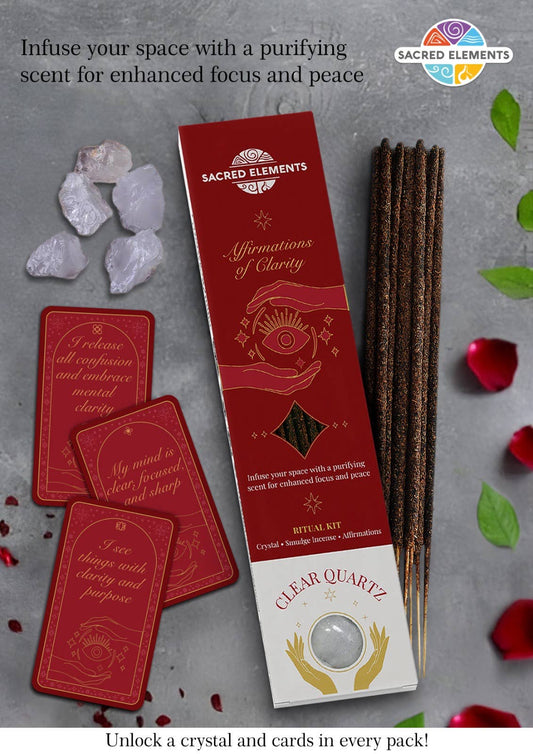 Affirmation of Clarity Crystal Smudge Incense Kit