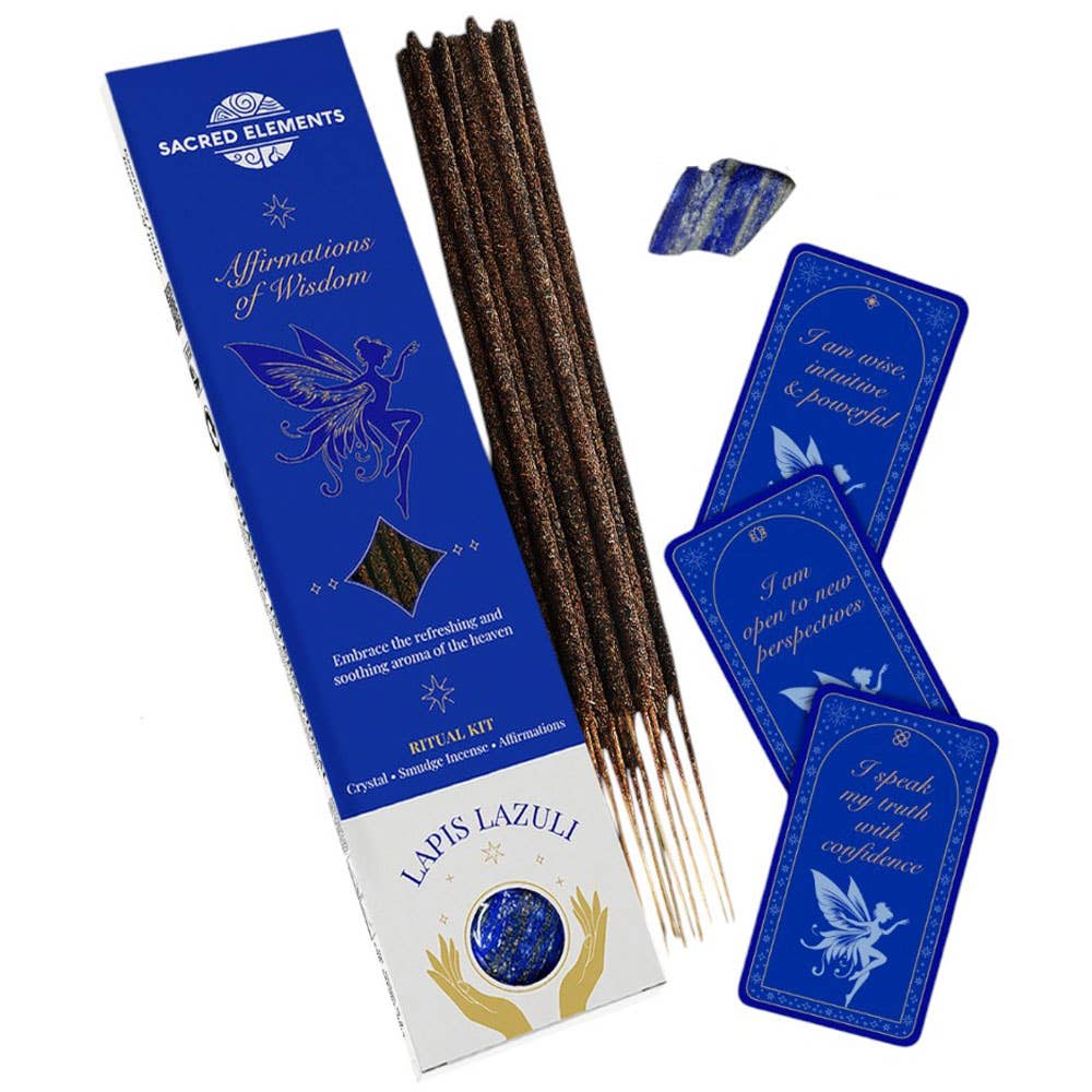 Lapis-Affirmation of Wisdom Crystal Smudge Incense Kit