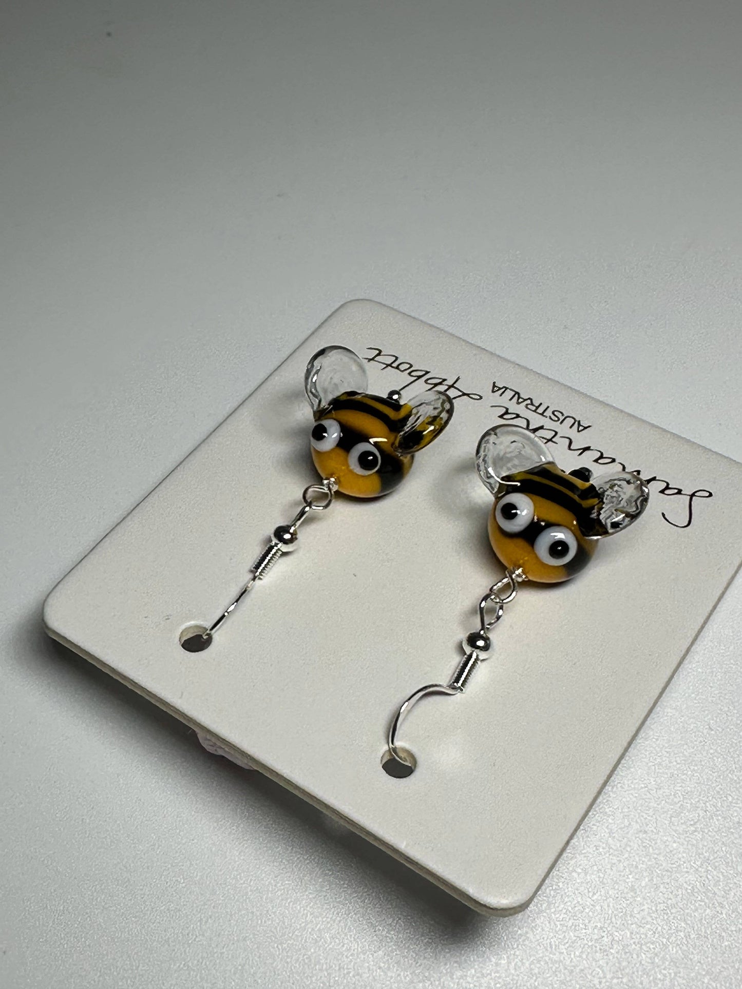 Bumble Bee glass drop earring