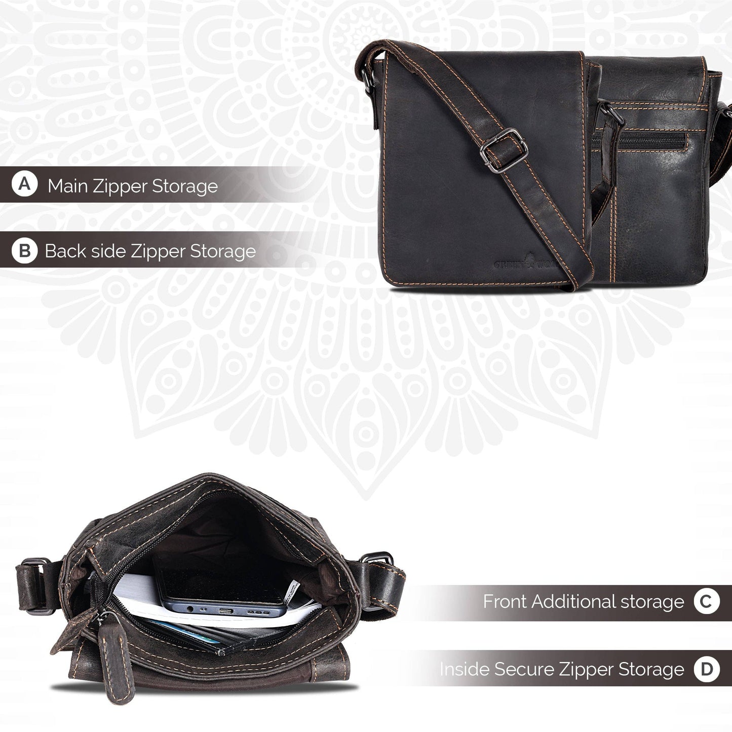 Luna Leather Shoulder Bag - Dk Brown