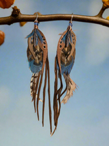 autumn feather leather earrings tantrika australia