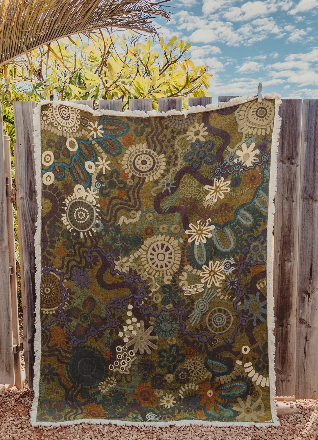 Blush Country In Colour Indiginous Art Throw Rug Picnic Blanket Tantrika Australia Sustainable Fashion