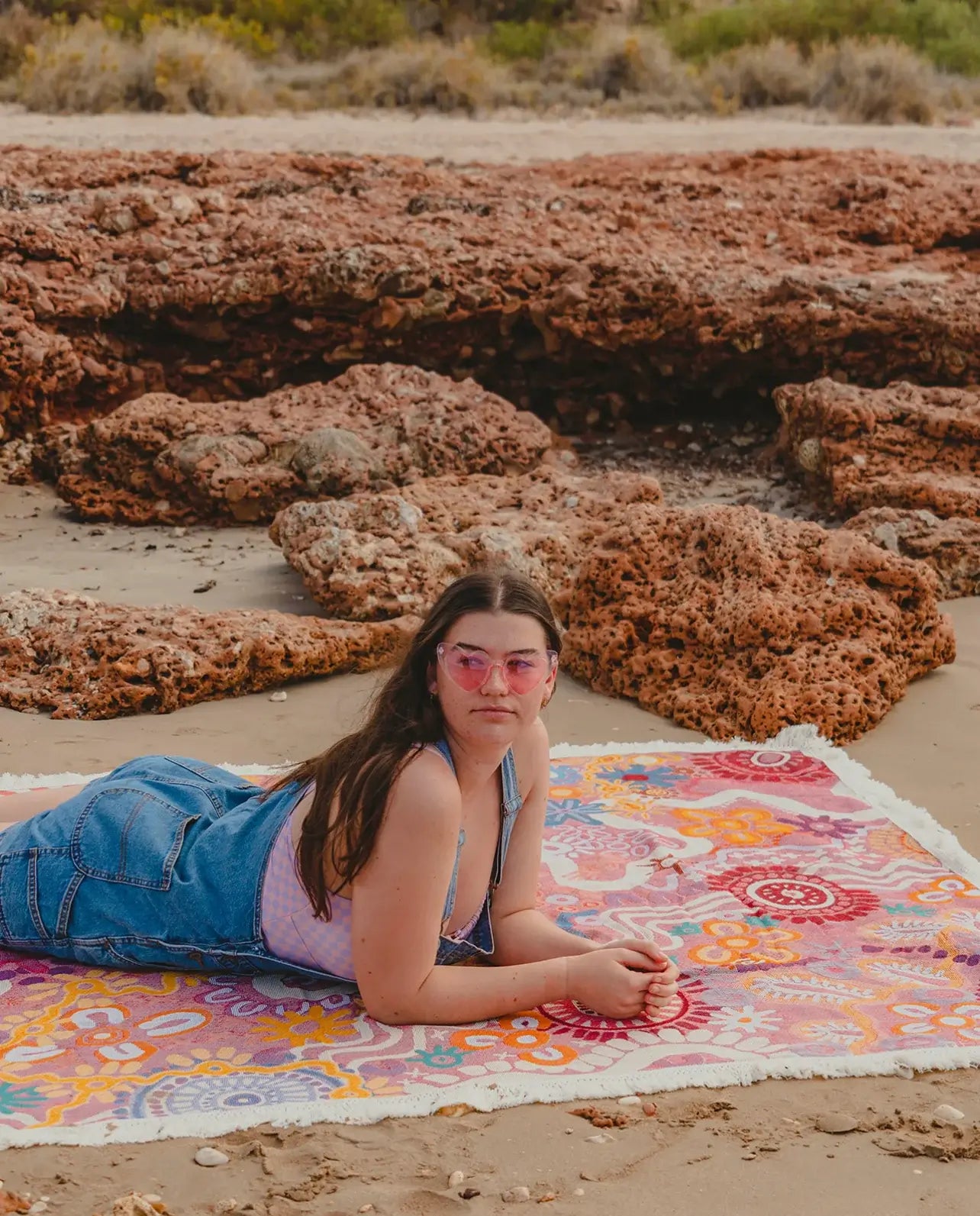 Blush Country In Colour Indiginous Art Throw Rug Picnic Blanket Tantrika Australia Sustainable Fashion