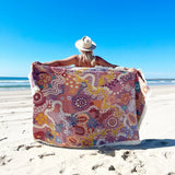 Blush Country In Colour Indiginous Art Throw Rug Picnic Blanket Tantrika Australia Sustainable Fashion