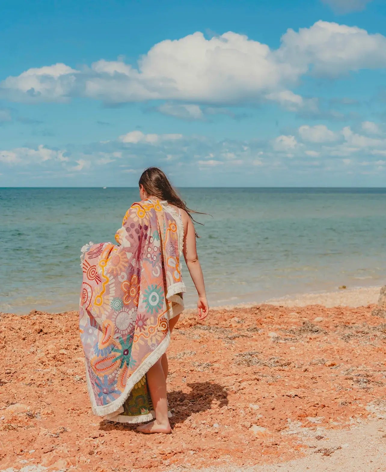 Blush Country In Colour Indiginous Art Throw Rug Picnic Blanket Tantrika Australia Sustainable Fashion