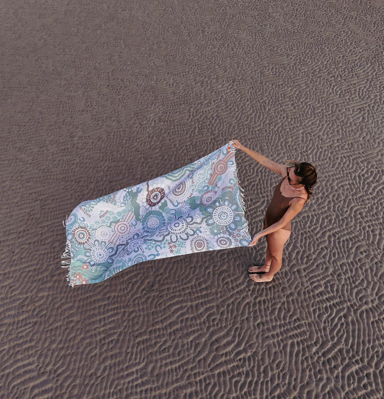 Australian Indigenous Art Towels-Country in Colour -Green