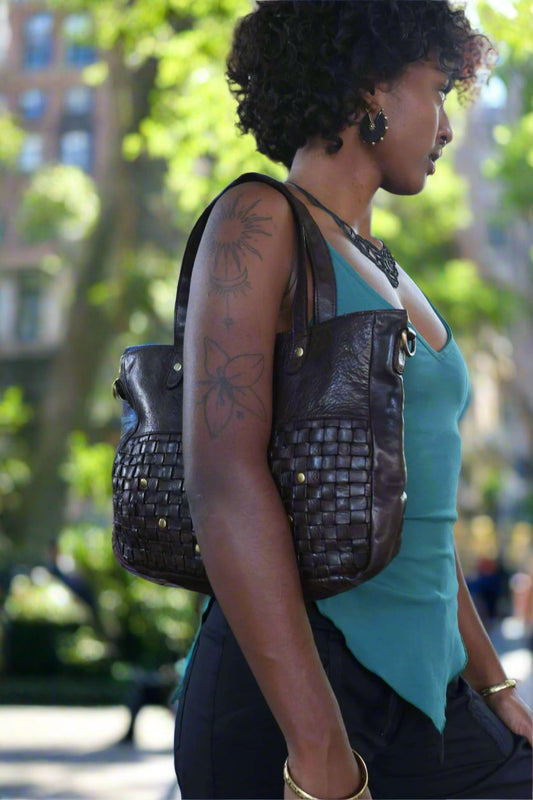 criss cross genuine leather bag tantrika australia