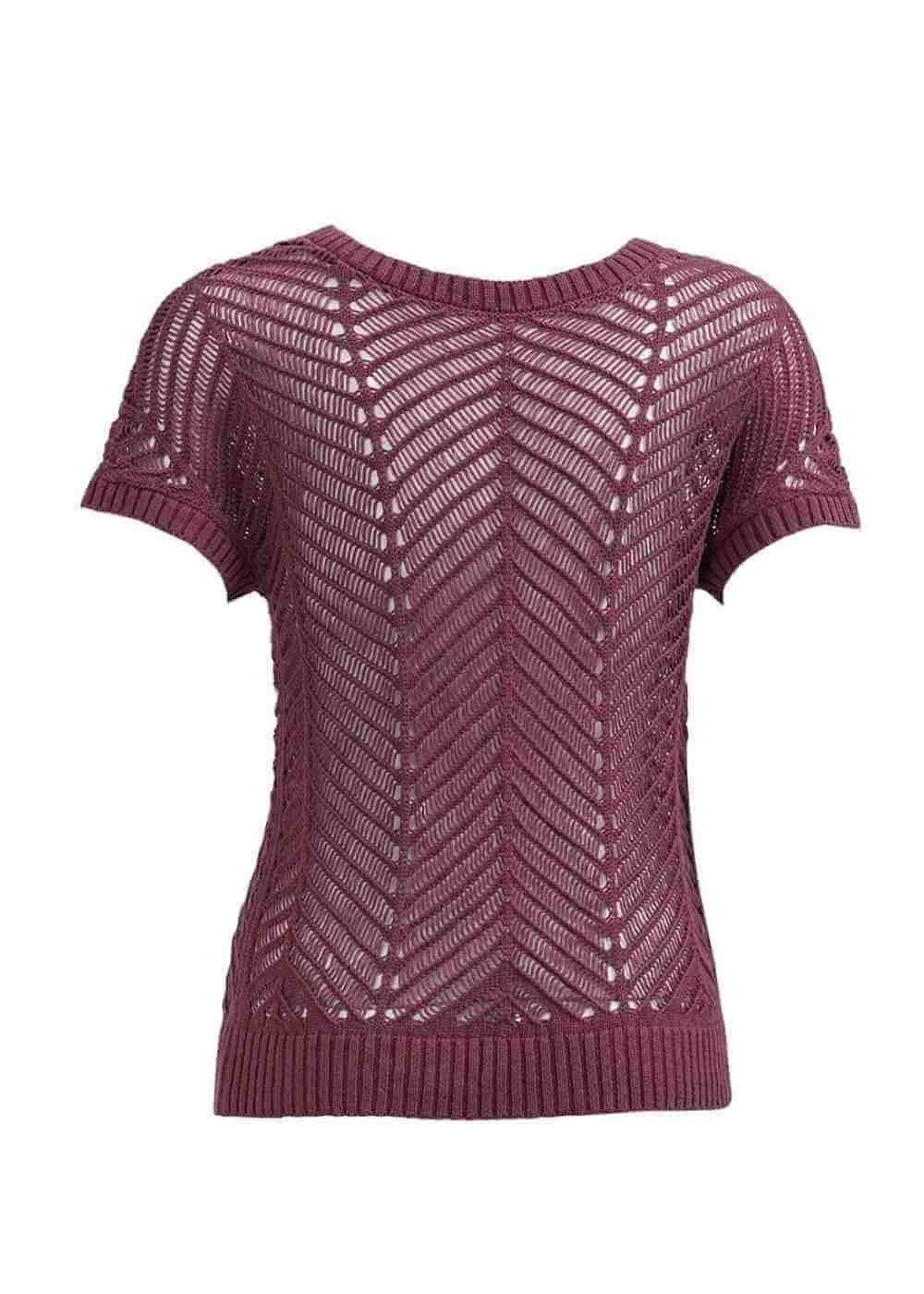 Maroon knitted top on a white background