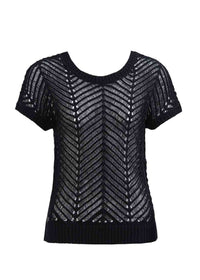 Black knit top on a white background