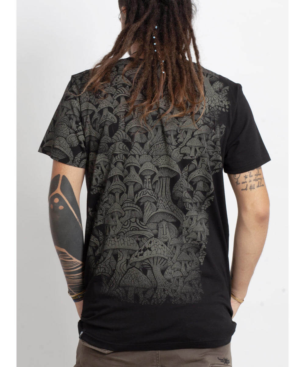 mens screen print tee with mushrooms men