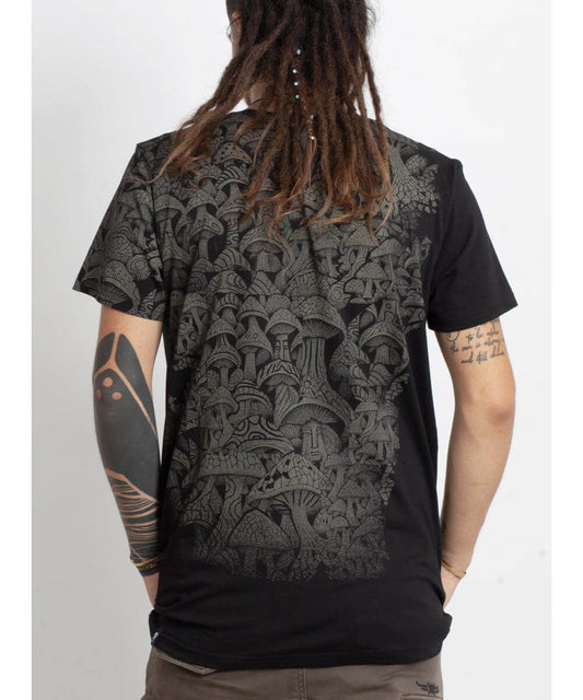 mens screen print tee with mushrooms men
