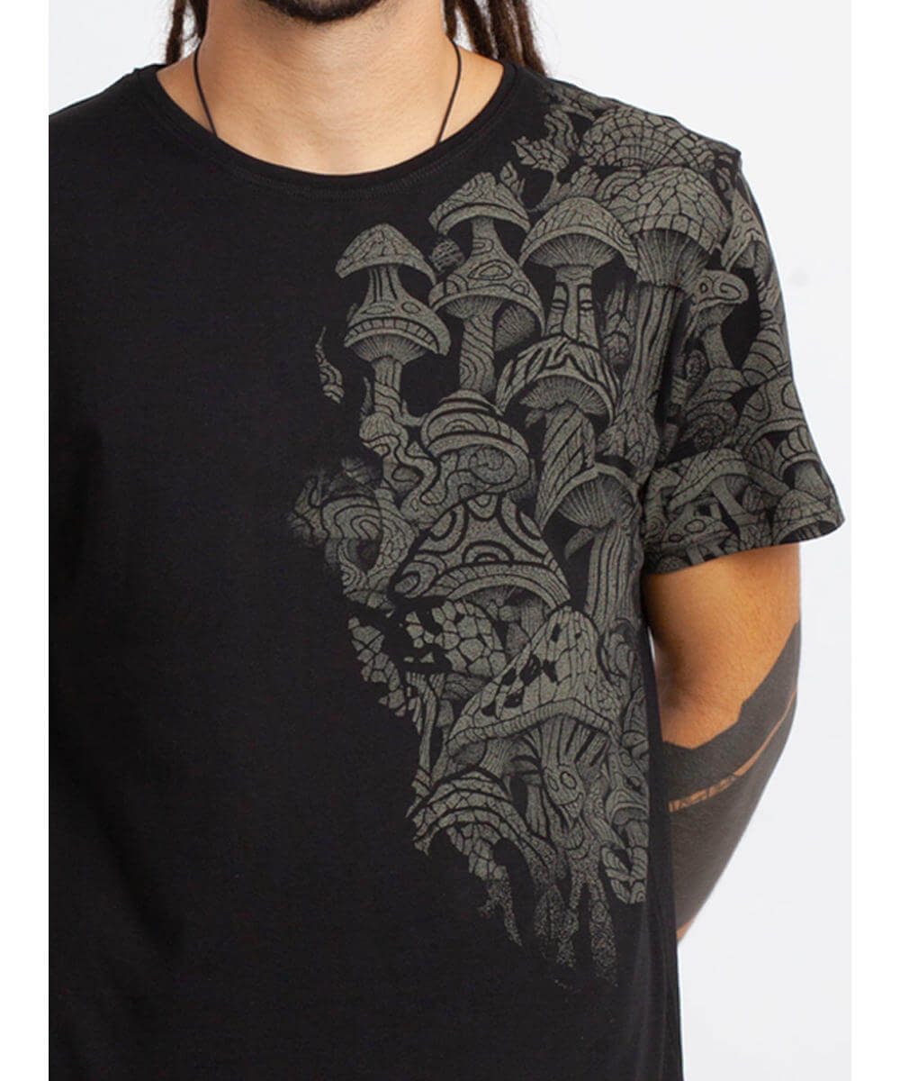 mens screen print tee with mushrooms men