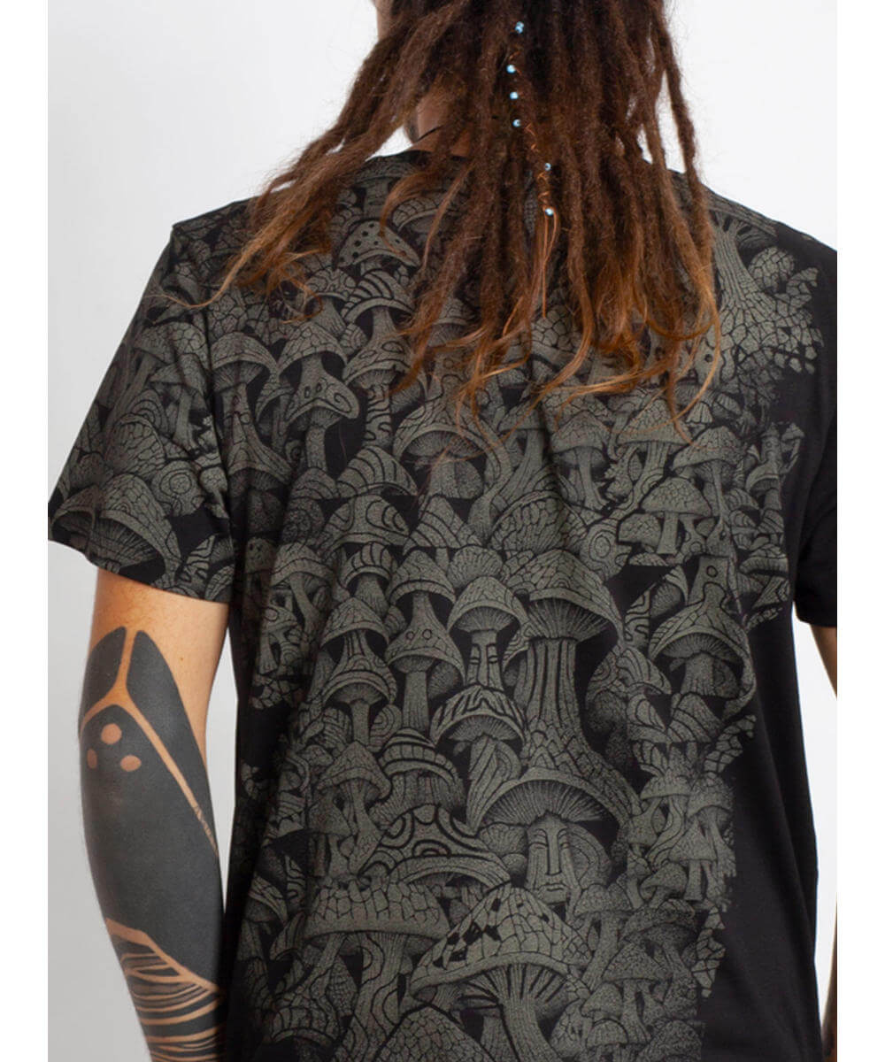 mens screen print tee with mushrooms men