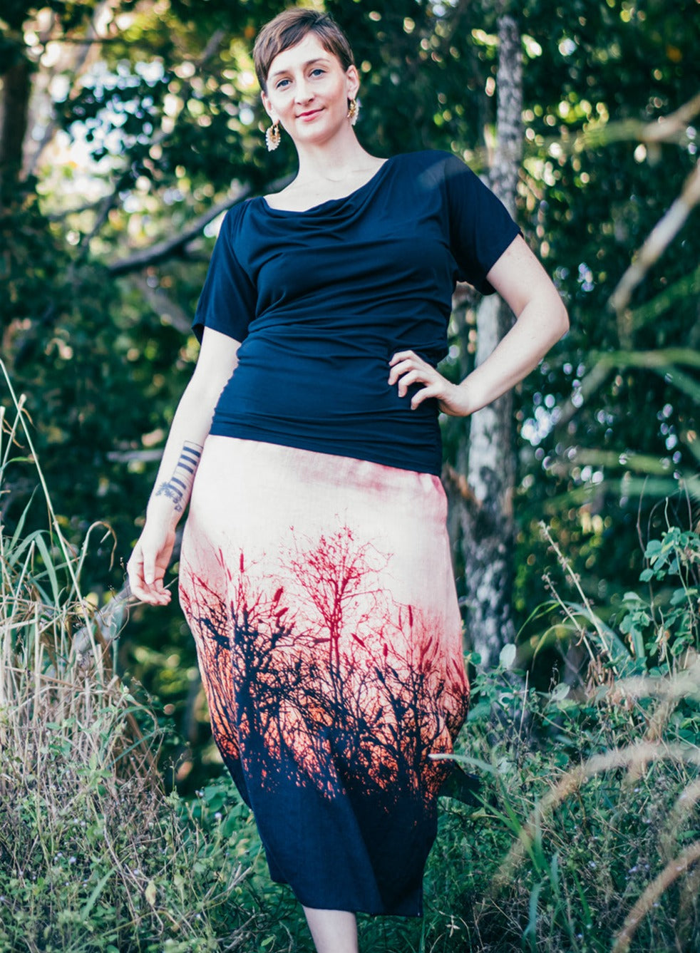 harriet jane print linen skirt