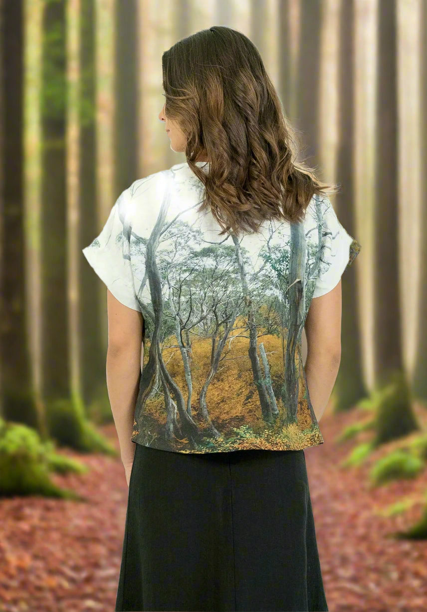 fagus forest photo print on ladies linen tee 